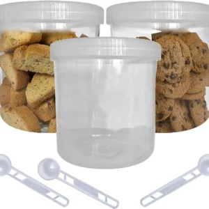 Plastic Storage Canisters Jars Screw Lids with Spoon Feature Image