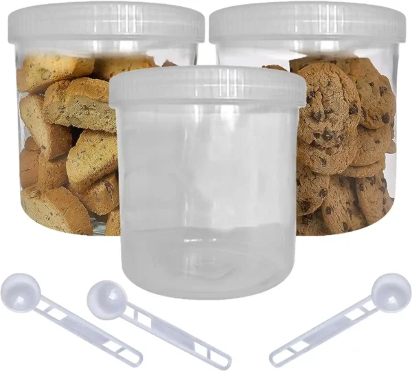 Plastic Storage Canisters Jars Screw Lids with Spoon Feature Image